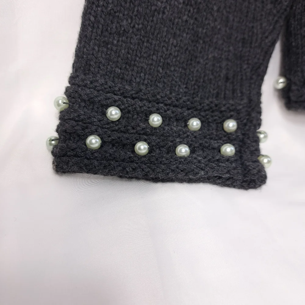 Nine West Women's Faux Pearls Embossed Charcoal Sweater/Cardigan Size 3X - Picture 5 of 15